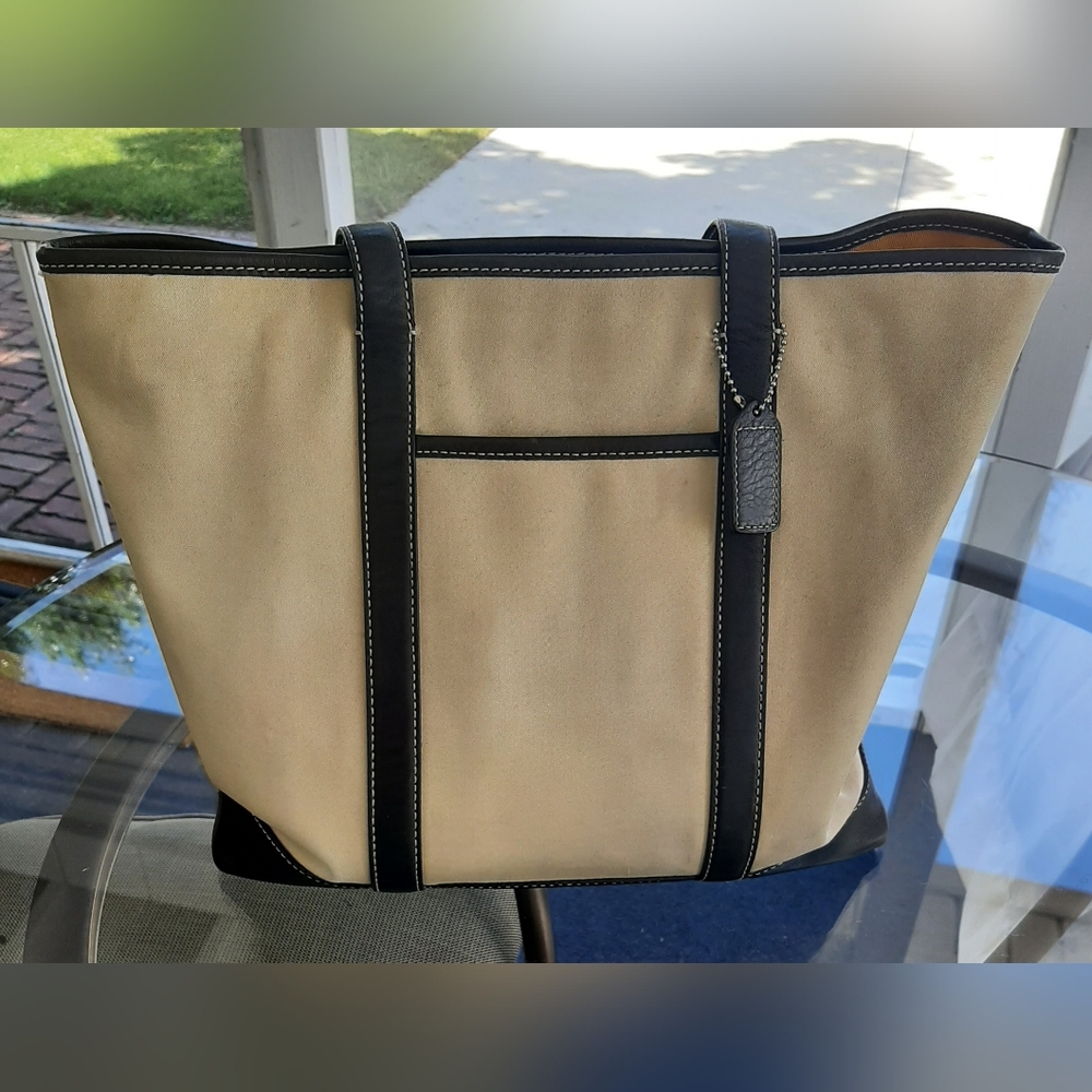 Coach Classic Lexi Black and Ecru Tote